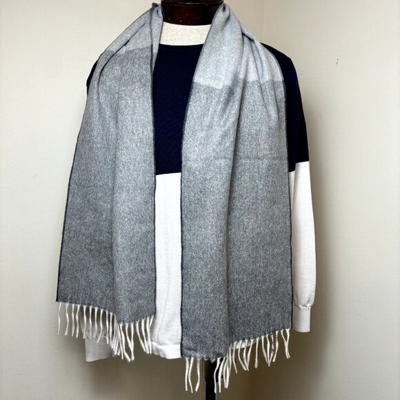 Agnona $650 NWOT Angora Wool Cashmere Scarf Shawl w/ Fringe 11.5" x 62"‎ Italy - Picture 1 of 9